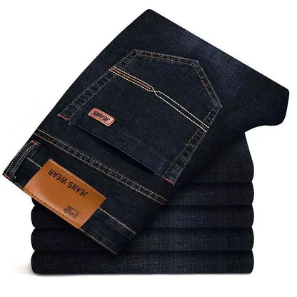 Men Jeans Stretch Skinny Denim Pants Solid Color Black Blue Spring Luxury Street Harajuku Hip-Hop Style Slim Fit Trousers Brand