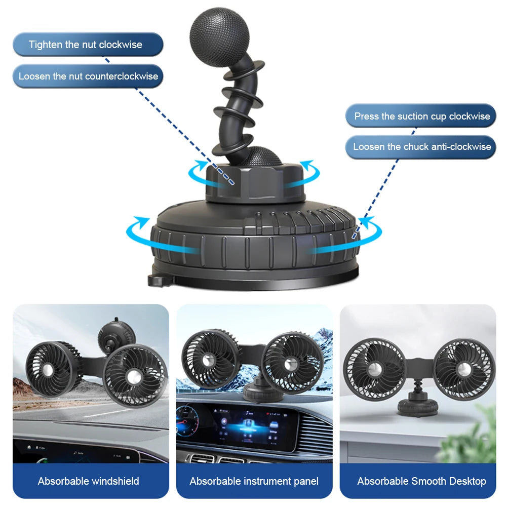 Auto Ventilation Fan USB Charging Air Circulator Fan 360 Degree Rotation Mini Car Fan Cooler Three Gears for Auto Sedan Mini Van