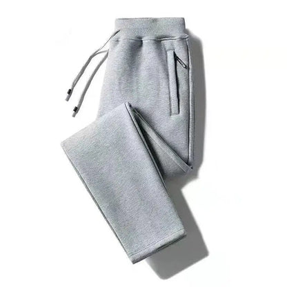 Men's Winter Thickened Fleece Lined Casual Pants Loose Fit Sporty Youthful Style mid Waist Long Trousers with Cuffed Ankle