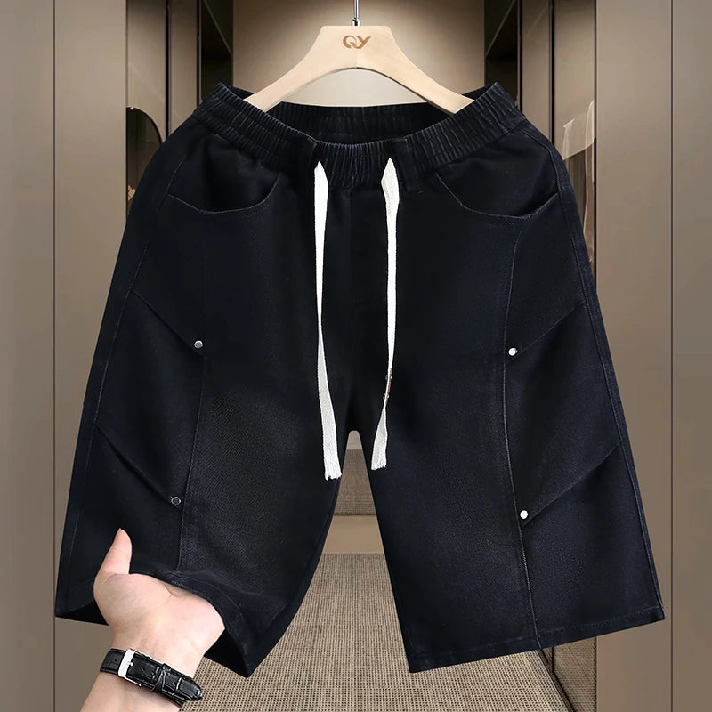 Men's Cargo Shorts New Summer Fashion Thin Cotton Blend Casual Denim 5-Point Pants Street Trendy Daily Comfortable Jean Shorts