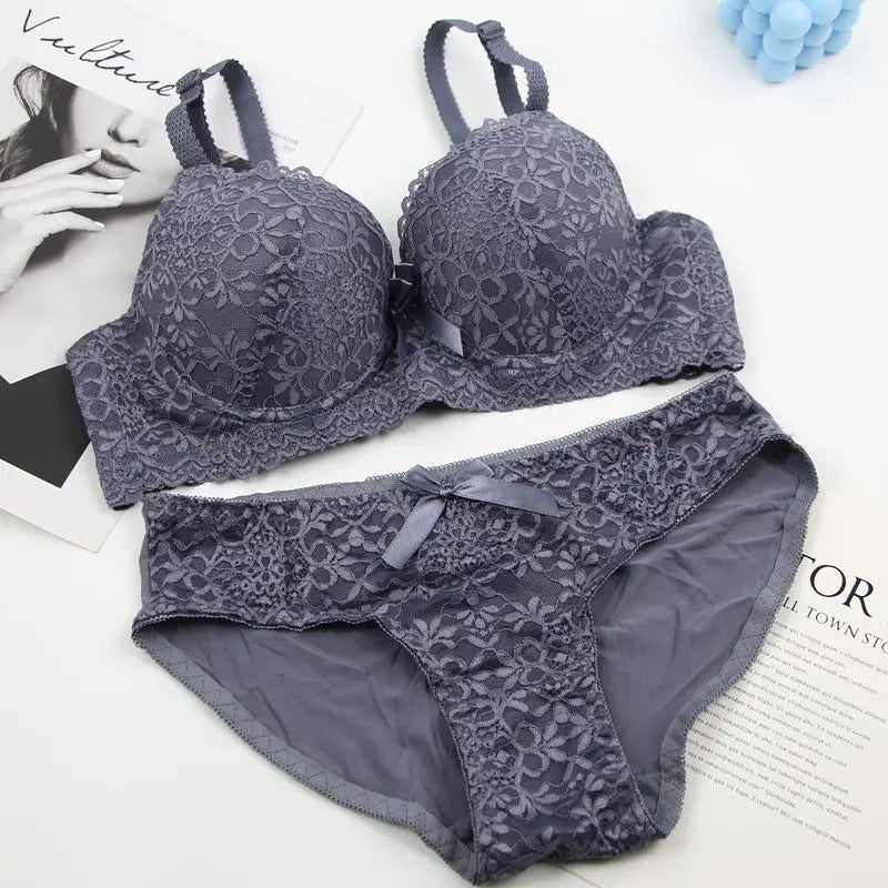 2025 New Sexy Bras Set 34/75 36/80 38/85 40/90 42/95 44/100 BC Cup Underwear For Women Push Up Bow Lingerie