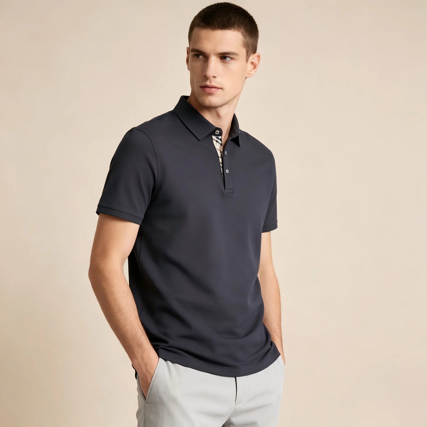 Men's Summer High-end Personalized Trend Polo Shirt Pineapple Jacquard Knit Fabric Breathable Cotton