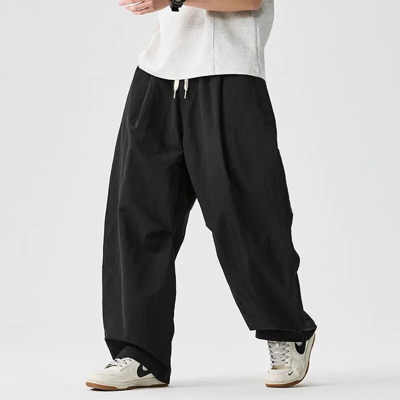 Wide Leg Pants Men and Women 2026 New Light Thin Solid Casual Harun Pants Elastic Waist Loose Oversize Fashion Trendy Streetwear