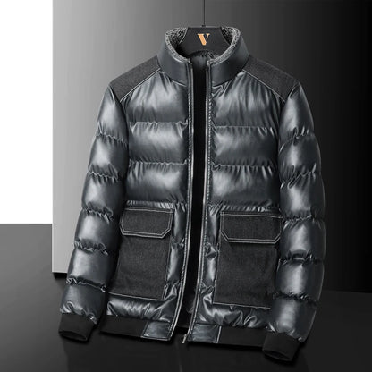 2024 Autumn/Winter New Men's Cowboy Coat Men's Youth Collar Jacket Men Single row Concealed Buckle Casual top big size