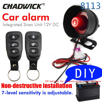 NEW Portable Universal 12V Vehicle Burglar Alarm Security Protection Auto Car Alarm System  & 2 Remote Control Auto Burglar