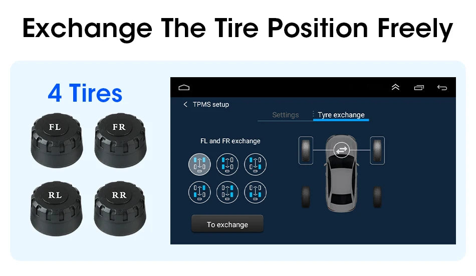 JMCQ USB Android TPMS Tire Pressure Monitoring System Display Alarm System Internal External 5 Sensors For Car Navigation Radio