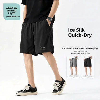 Jeanswest Life Men's Ice Silk Shorts Summer Loose Large Size Quick Dry Five-Quarter Length Casual Sporty Trousers