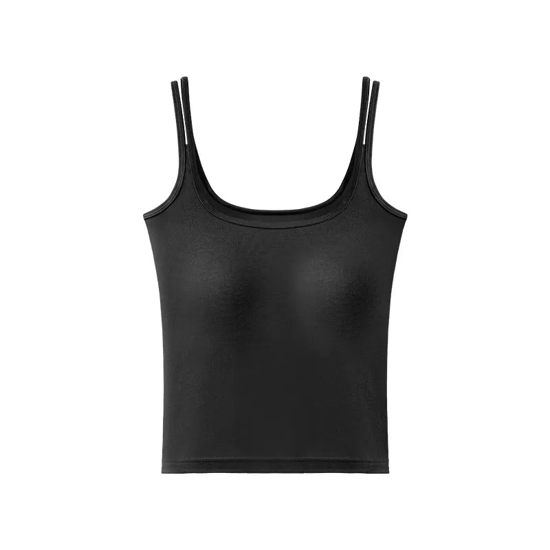 Premium New Women's Camisole with Built in Bra Summer Back Beauty Tank Top for Outer & Layering Wear