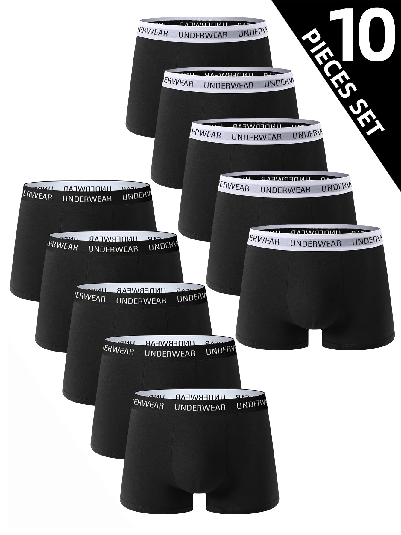 10Pcs High-Quality Men's Underwear Trendy Classic Men's Boxer Briefs Casual Sports Panties Soft Comfortable Breathable Shorts