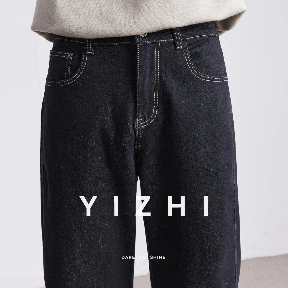 Fashion Retro Denim Jeans Men Spring Autumn New Straight Multi-Pocket Loose Casual Mid-Waist Trousers Men's Jeans