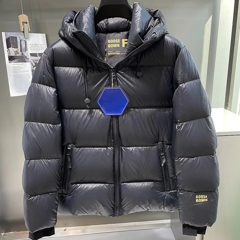 Winter Mens Down Coat Windproof Waterproof Outside Casual Outerwear Zip High Street Fashion Men Warm Hooded Windbreaker Jacket