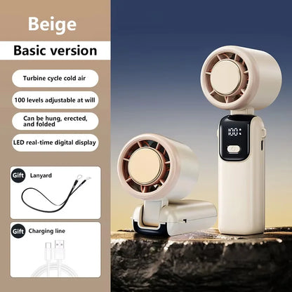 Lenovo Refrigeration Handheld Electric Fan High-speed Violent Turbo Fan Folding Neck Hanging Ice Pack Small Fan Office Outdoor