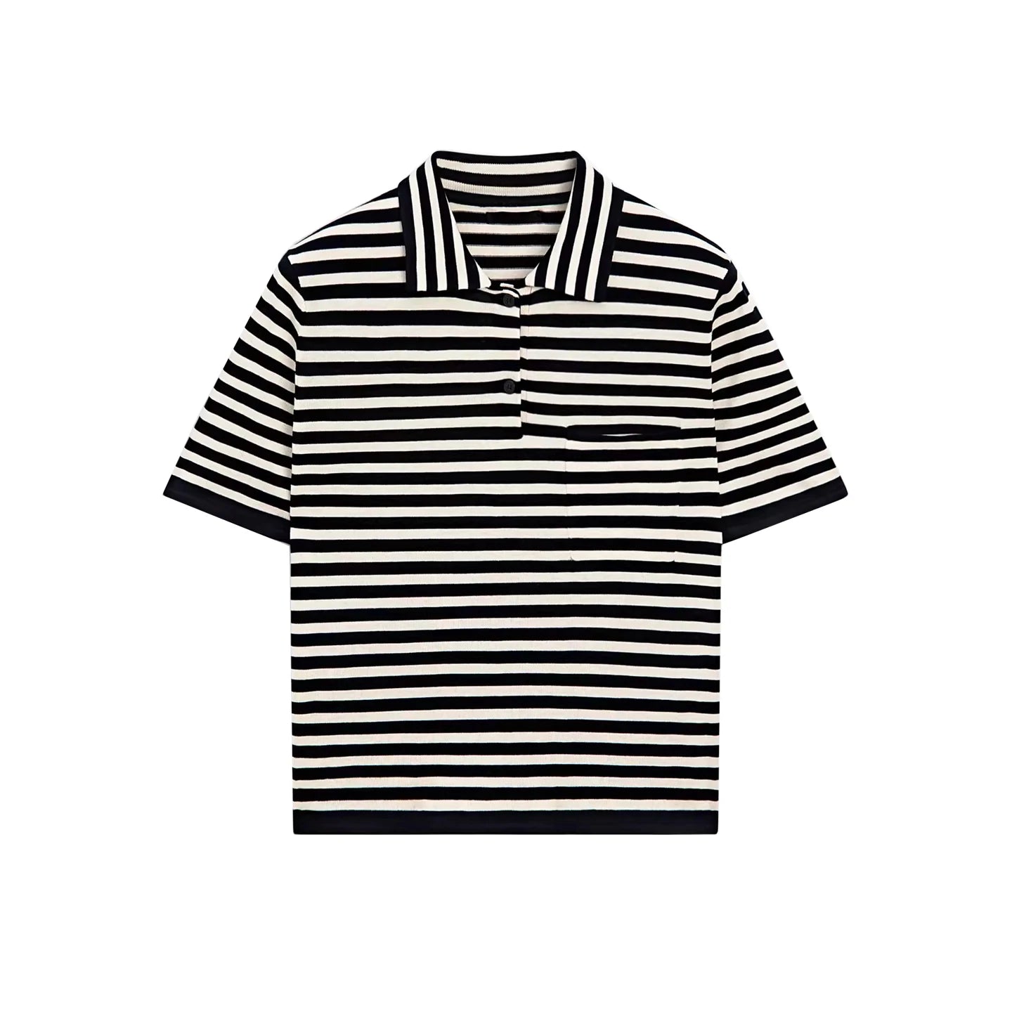 Summer New Women's Knitted Short Sleeve  Shirt Classic Stripes Preppy Style Casual Loose Fit Polyester Fiber 100%