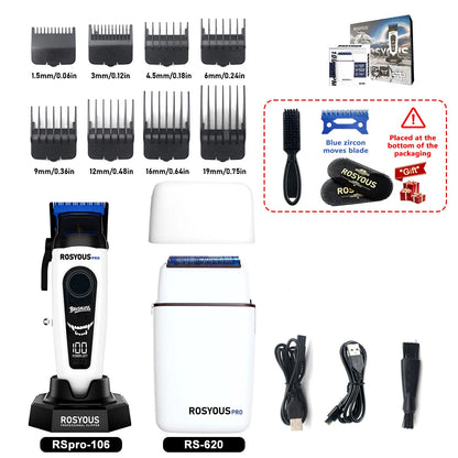 ROSYOUS RSpro-202 Hair Trimmer for Men DLC T-Blade 8000RPM Brushless Motor with Base Charger Professional Hair Cutting Machine