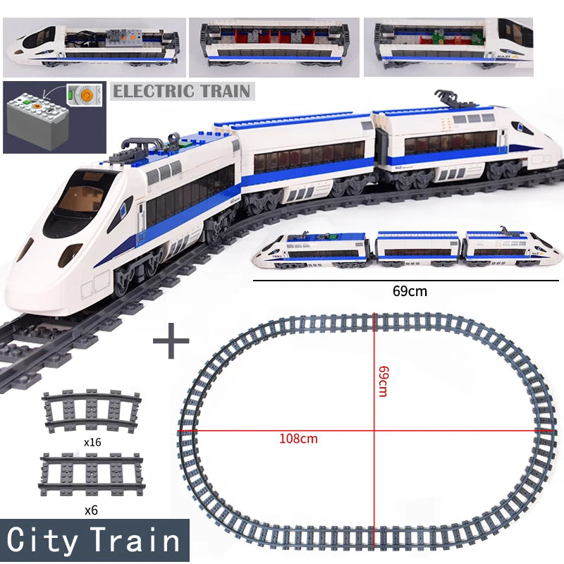 City Trains Flexible Tracks Forked Straight Curved Rails Switch Building Block Bricks High-Tech Creative Toys for kids gifts