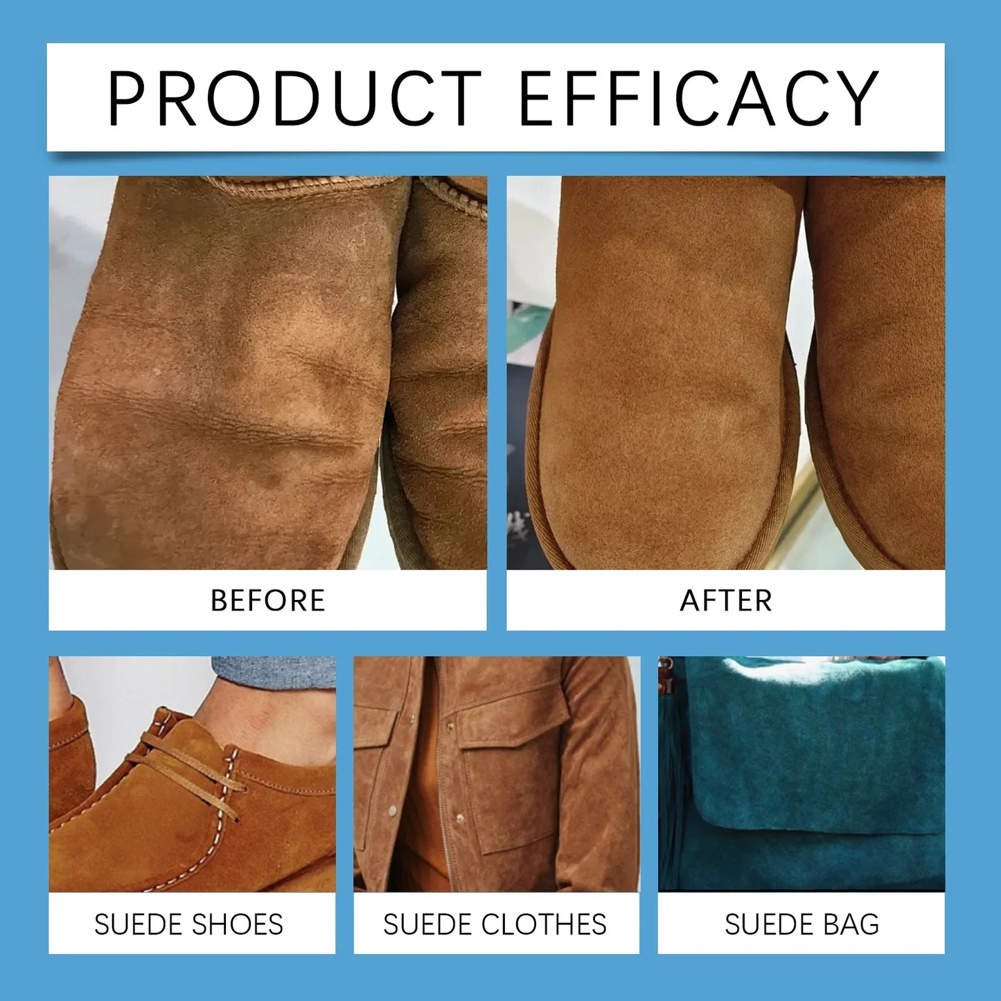Suede Cleaner Kit - Leather Velvet, Knit Boot & Canvas Cleaner, Removes Stains & Water Marks, Gentle Foam Cleaning, Dries Safely