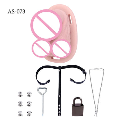 FRKO Real Skin Feel Silicone Male Chastity Cage Device Lock Bondage Belt Penis Sleeve Cock Restraint BDSM Erotic Sex Toys Men 18