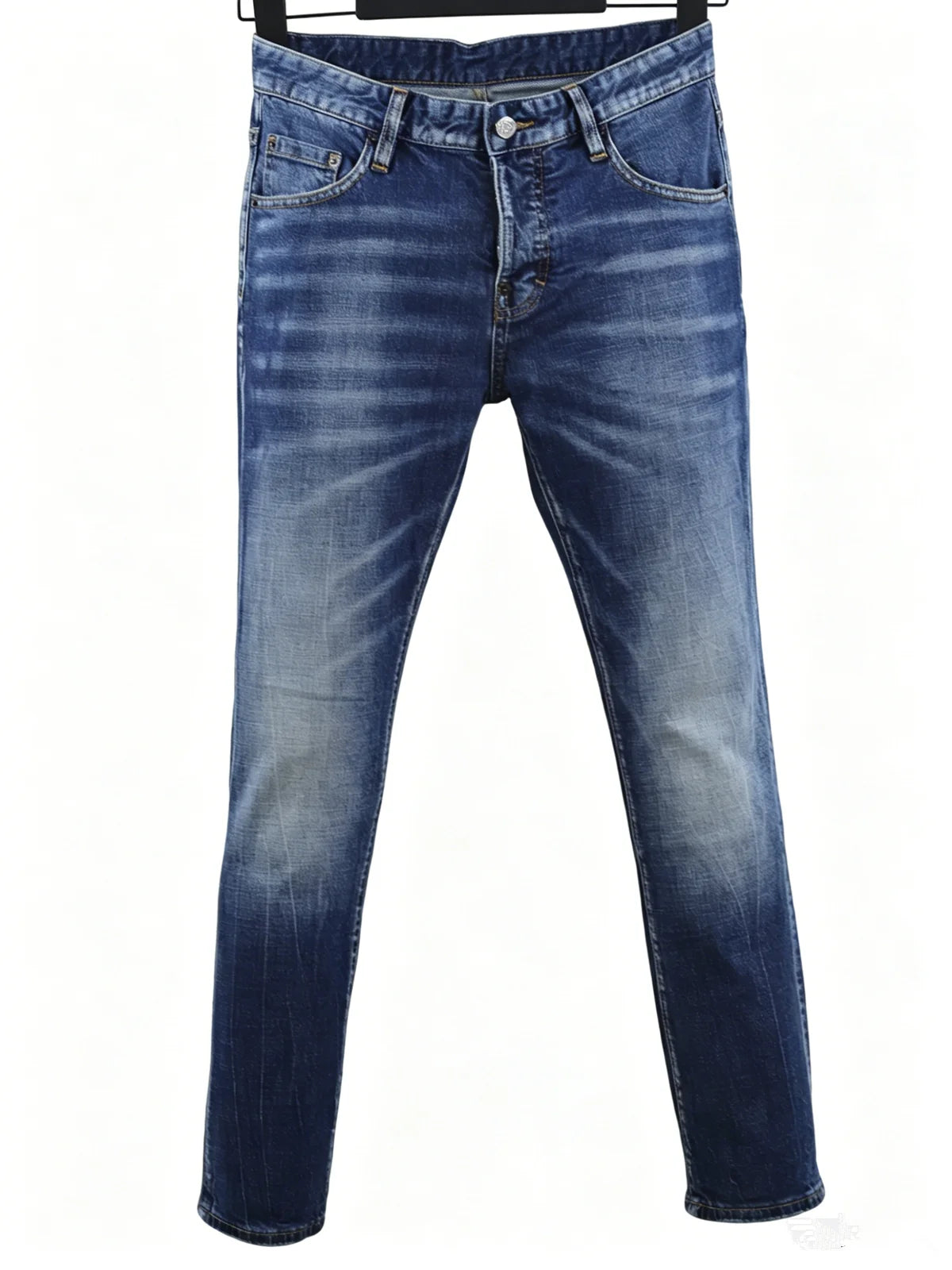 6058 Four Seasons New Men's Wash Grinding Hole Patch Paint Splash Ink Micro-bullet Leg Grey Jeans for Men