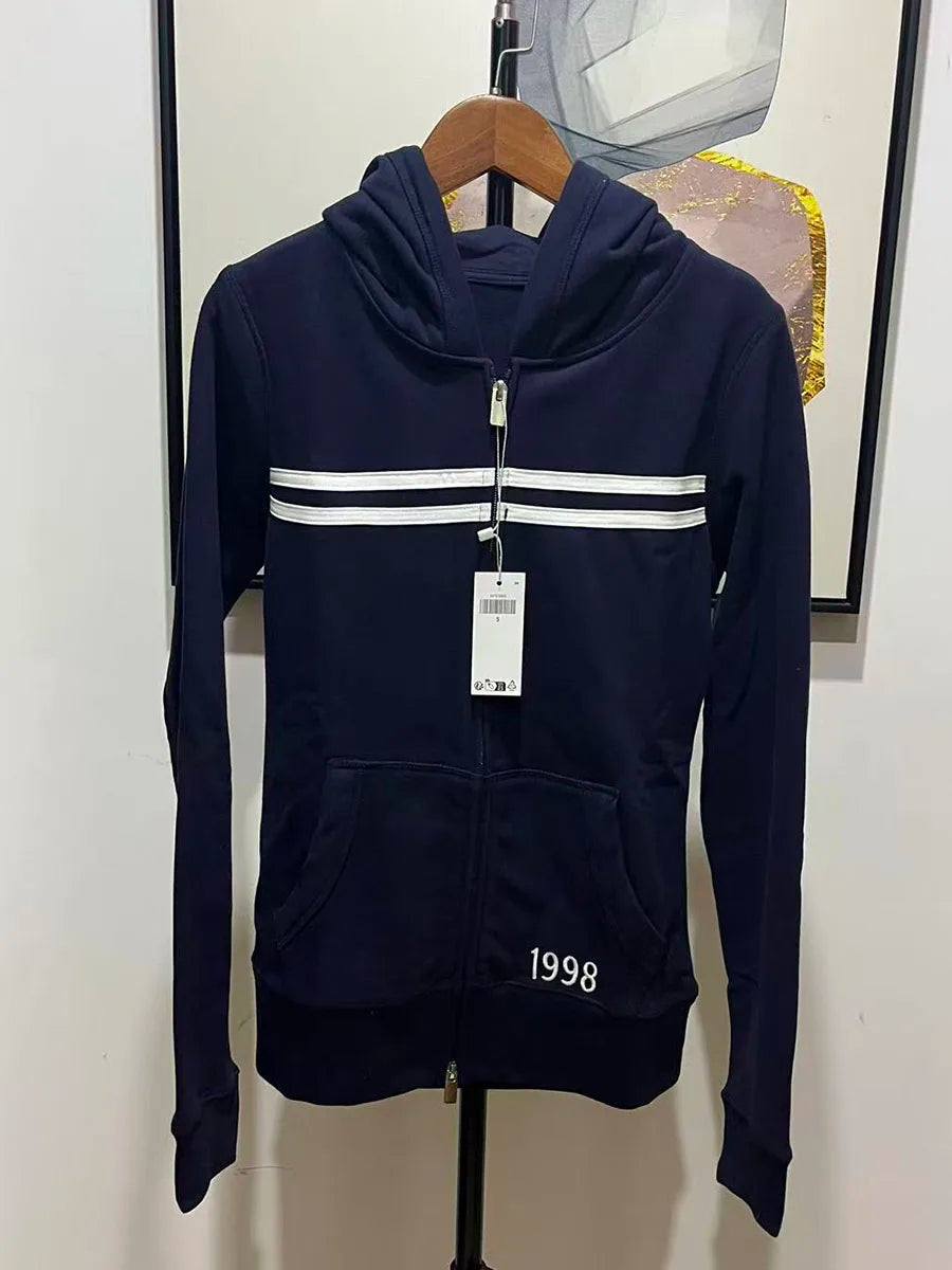 1977 Letter Embroidery Slim Zip-up Hoodies Women Autumn Long Sleeve Zipper Sweatshirts Sweet Vintage Casual Athletic Outerwear
