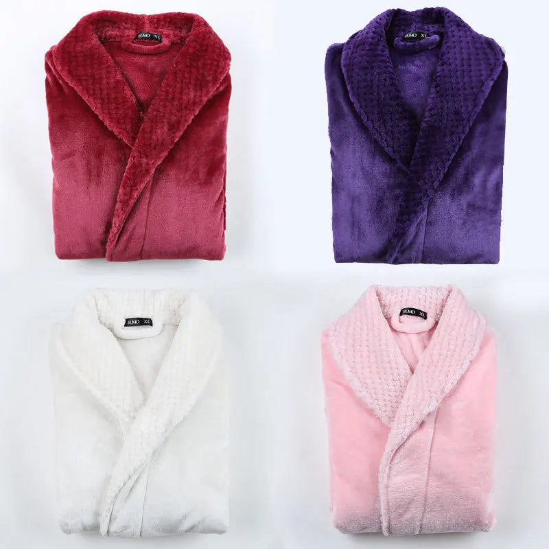 Men's Soft Plush Warm Winter Bath & Sleep Loungewear Stylish Cozy Couple's Matching Long Length Mink Fleece Patchwork Robe