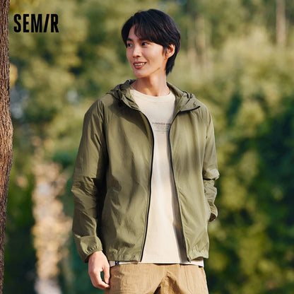 Semir Jacket Men'S Summer Foldable Storage Top Simple Casual Style Hooded Couple