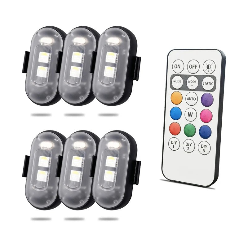 Waterproof Wireless LED Lights USB Charging Wireless LED Flashing Lights High Brightness Wireless LED Lights for Car Bike H9EE