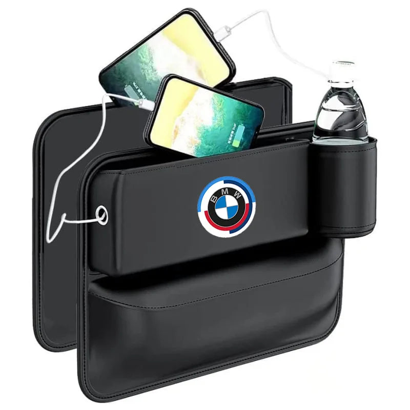 Car Front Seat Crevice Storage Box Pocket With Cup Holder for BMW E30 E34 E36 E39 E46 E52 E53 E60 E61 E62 E70 E83 Accessories