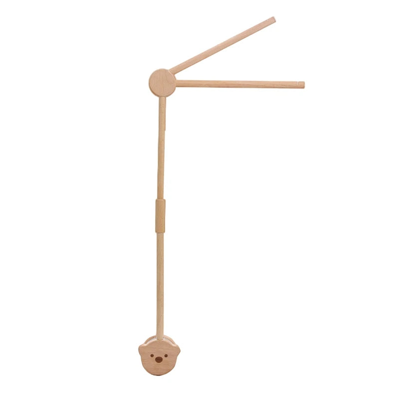 DIY Baby Crib Bed Bell Holder Arm Toy Imitation Wood Grain Infant Bed Decoration Toys Rotating Music Box Nut Screw Arm Bracket