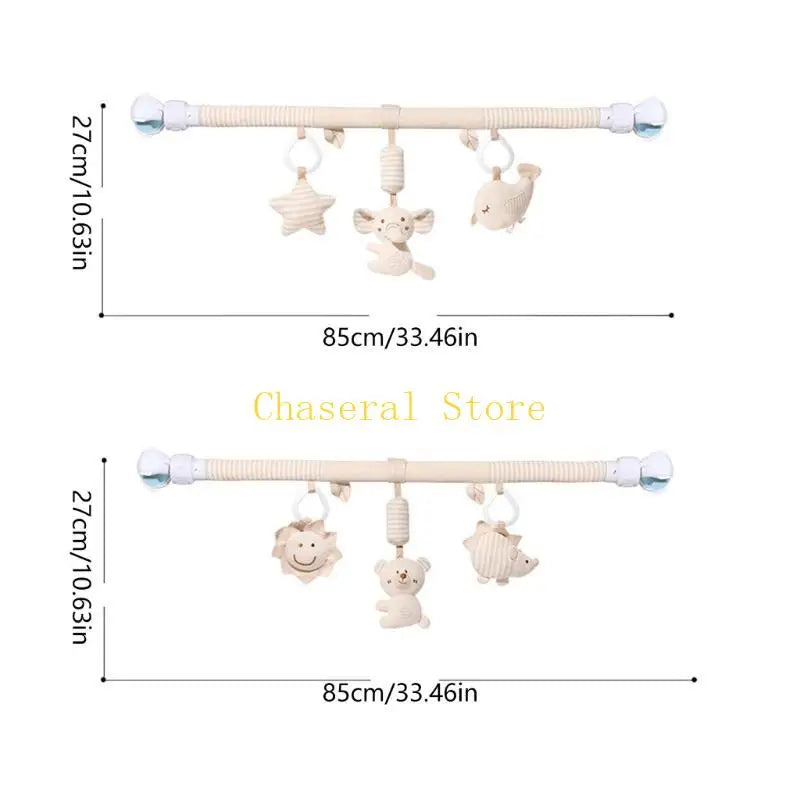 Soft Plush Baby Stroller Hanging Bell Toy Organic Cotton Infant Crib Mobile Machine Washable Sensory Development Activity