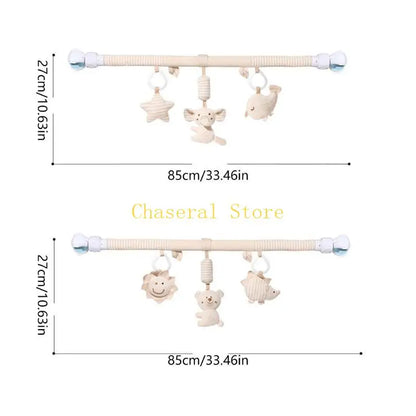 Soft Plush Baby Stroller Hanging Bell Toy Organic Cotton Infant Crib Mobile Machine Washable Sensory Development Activity