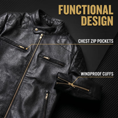 Genuine Full Real Leather Jacket Men Short Slim Fit Stand Collar Motorcycle Leather Coat Autumn Winter Plus Size Casual Fashion