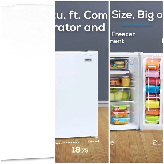 2.6 Cu.Ft Mini Fridge with Freezer- Single Door Compact Refrigerator with Glass Shelves for Homes