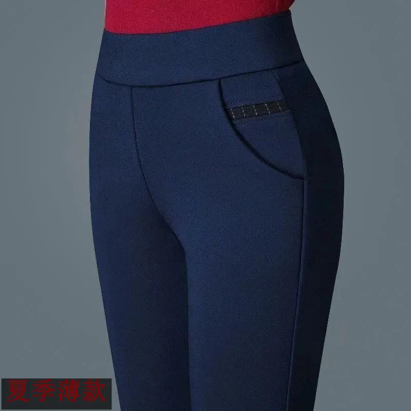 plus Size Fce Lined Straight Leg Pants for Women Autumn Winter Gold Velvet Loose Fit Casual Trousers High Waist Elastic Wa...