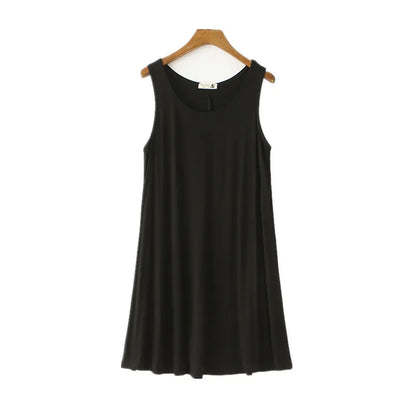 Loose Modal Summer Dr Women's Vest Dr plus Size Large 200 Pou Wearable Base Layer Korean Sle round Ne Midi Dr