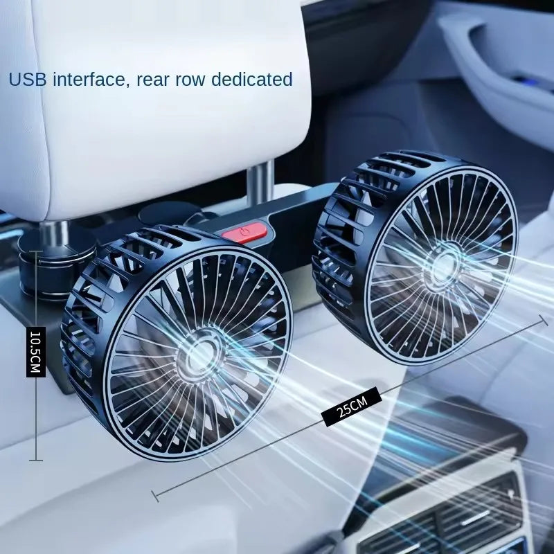 Double-Head Usb Electrical Car Fan Car Supplies360° Rotatable Portable Auto Cooling Fan 2-Speed Strong Wind Dashb