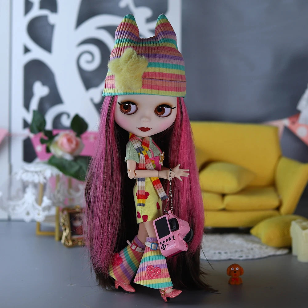 ICY DBS Blyth doll 1/6 bjd Red and Black hair series dolls nude joint body for girl gift
