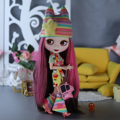 ICY DBS Blyth doll 1/6 bjd Red and Black hair series dolls nude joint body for girl gift