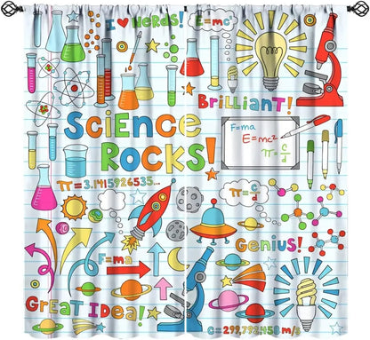 Fun Math Blackout Curtains, Mathematics Formula Learning Knowledge Educational Window Drapes for Kids Learners Bedroom Living