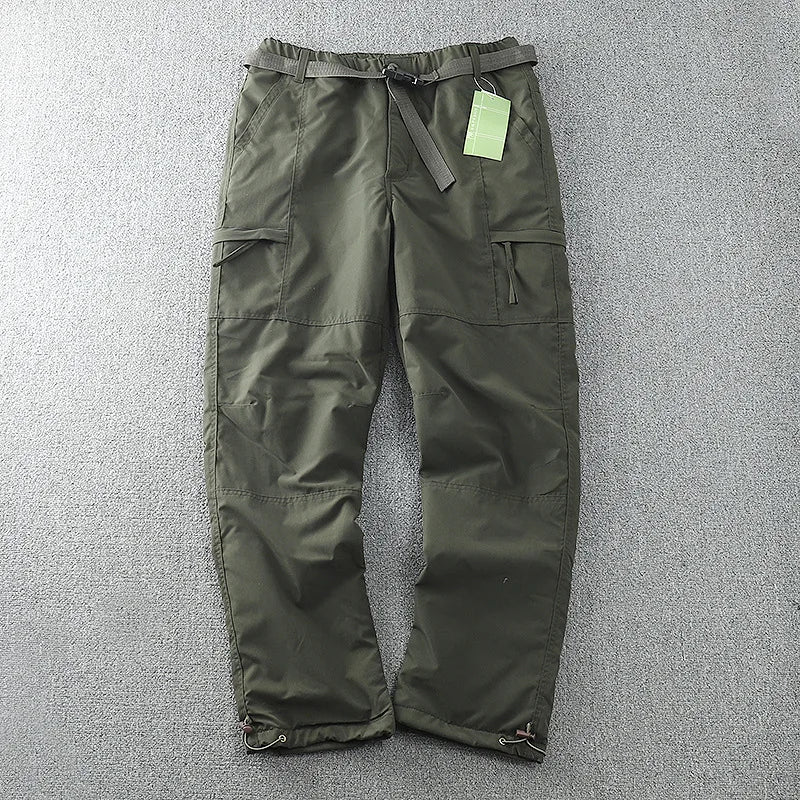 Waterproof Windproof Fleece-Lined Outdoor Pants Men's Straight-Leg Casual Trousers With Multiple Pockets For Winter