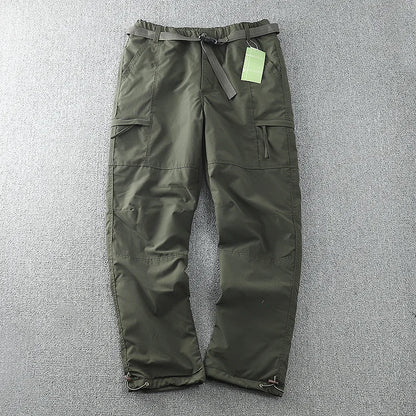 Waterproof Windproof Fleece-Lined Outdoor Pants Men's Straight-Leg Casual Trousers With Multiple Pockets For Winter