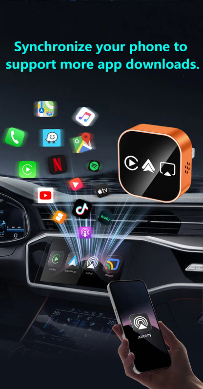 2026 Upgrade 4-in-1 Wireless Carplay Mirror Link Adapter Wired to Wireless Android Auto Plug & Play 5GHz WIFI For Wired Carplay