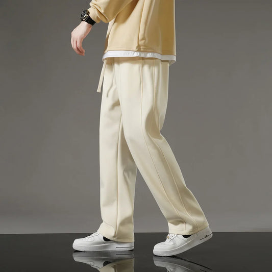 Autumn Men Sweatpants Korean Fashion Sportswear Drawstring Wide Leg Neutral Straight Track Pants Cotton Loose Casual Trousers