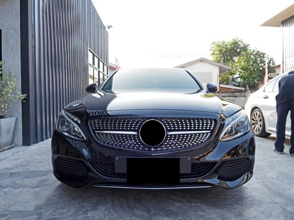 XVIP GTR Style Front Racing Grille For Mercedes Benz C-Class W205 2015-2018 C180 C200 C300 Chrome Diamonds Style Bumper Grilles