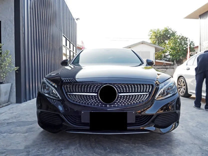 XVIP GTR Style Front Racing Grille For Mercedes Benz C-Class W205 2015-2018 C180 C200 C300 Chrome Diamonds Style Bumper Grilles