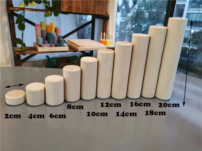 Kids Large Wood Building Rollers Pastel Blocks Stain Lime Stacking Cylinders Forest Trees Rings  Educational Creative Toys