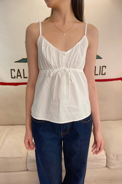 Brandy Melville Pure Cotton Three-Button Base Layer Vest Sweet Style V-Neck Sleeveless Tank Top for Women Spring Summer