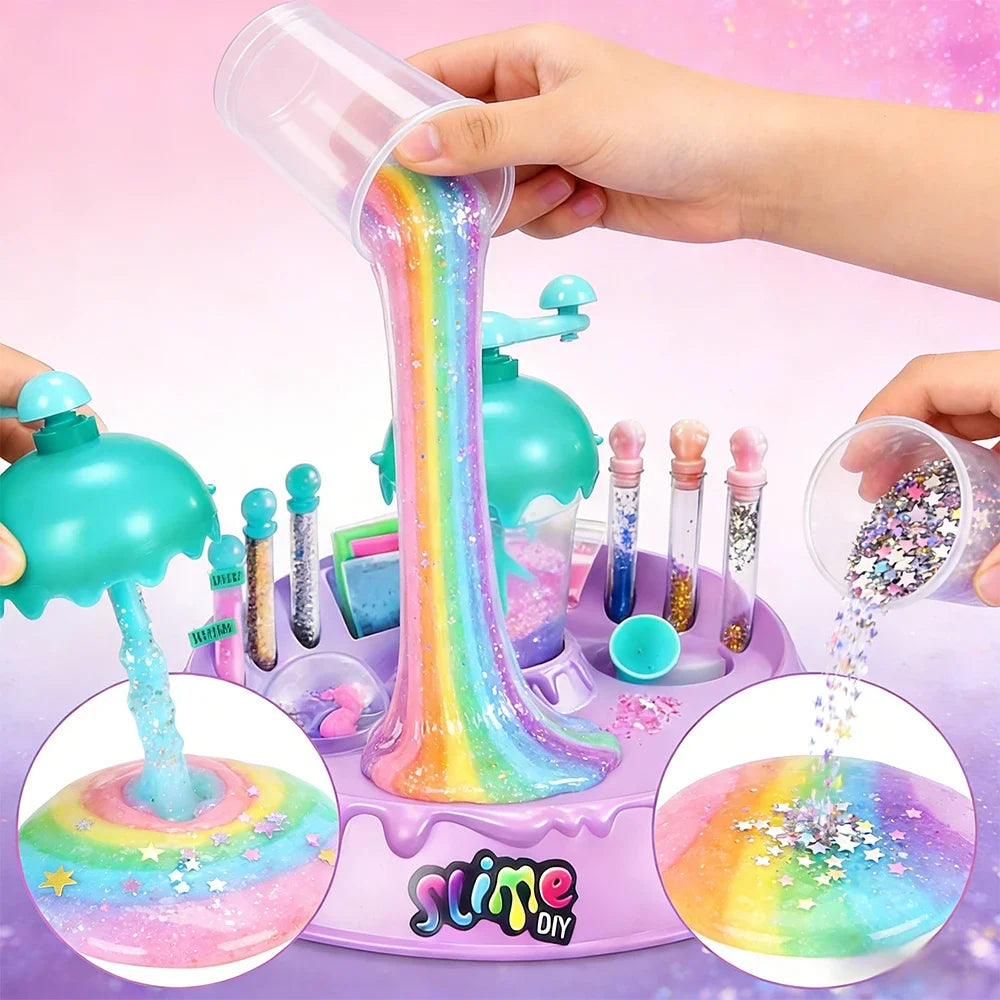 IY Crystal Slime Shaker Cup Set Magical Slime Shaker Powder Fluffy Slime Kit Handmade Educational Stress Relief Toy Princess Sty