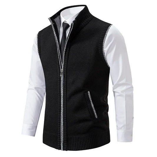 Men Sweaters Vest 2025 Autumn Winter New Wool Warm Velvet Solid Casual Knitwear Turtleneck Sleeveless Sweaters Vest men clothing