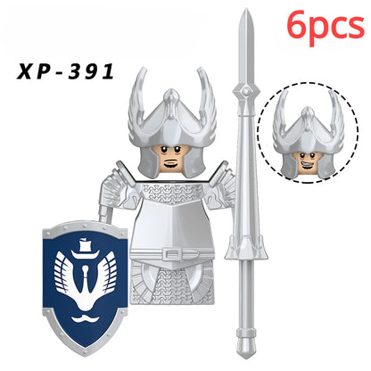 KT1051 Gondor Medieval Knight Building Blocks Figures Lancer Archer Soldier Minifigures With Helmet DIY Bricks Toys For Gift