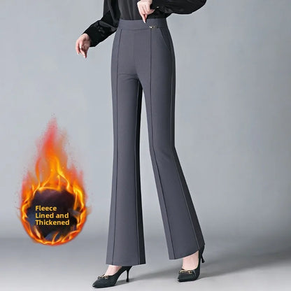 High Waist Fce Lined Thi Wide Leg Pants Casual Straight Cut Long Trousers Autumn Winter New Sle Faion Ladies Pants